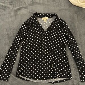 Black Polka Dot Button-Up Shirt